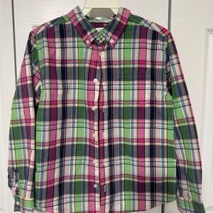 Boys Gymboree Plaid Button Down Shirt - Pink, Green, and Blue, Size Large 10-12